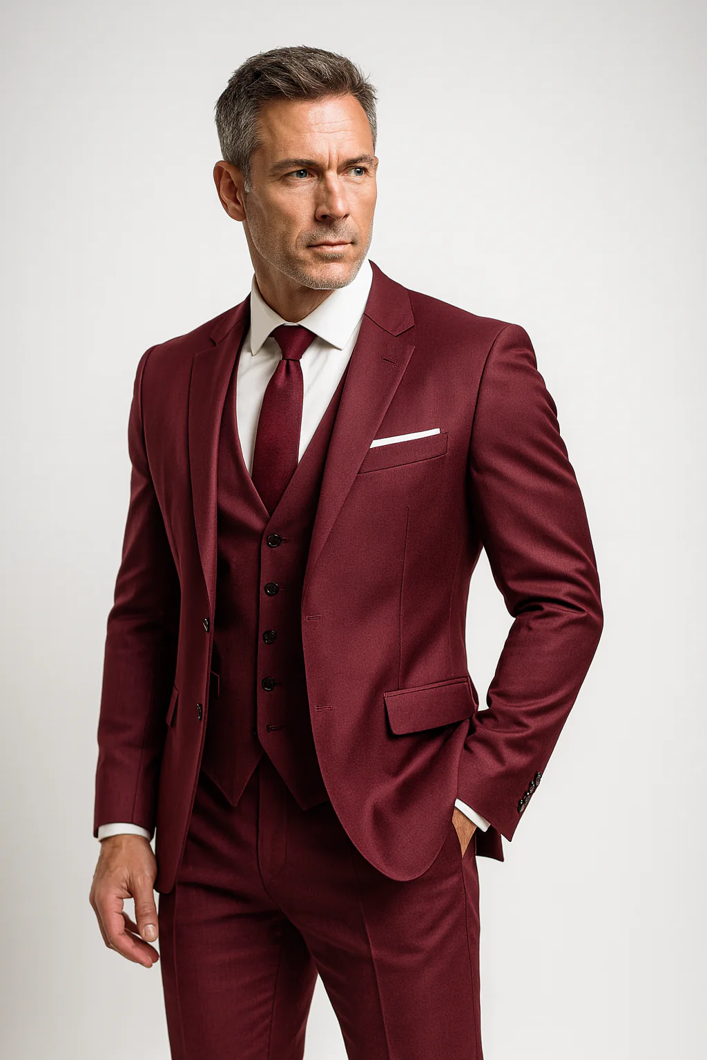 Herren Dreiteiliger Anzug | Taillierte Jacke Weste Hose - Image 9