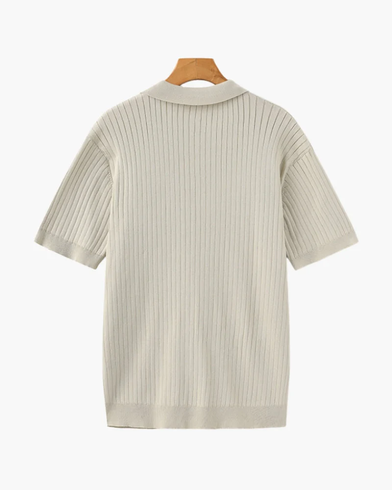 Herren Elegantes Geripptes Poloshirt | Klassisch - Image 2