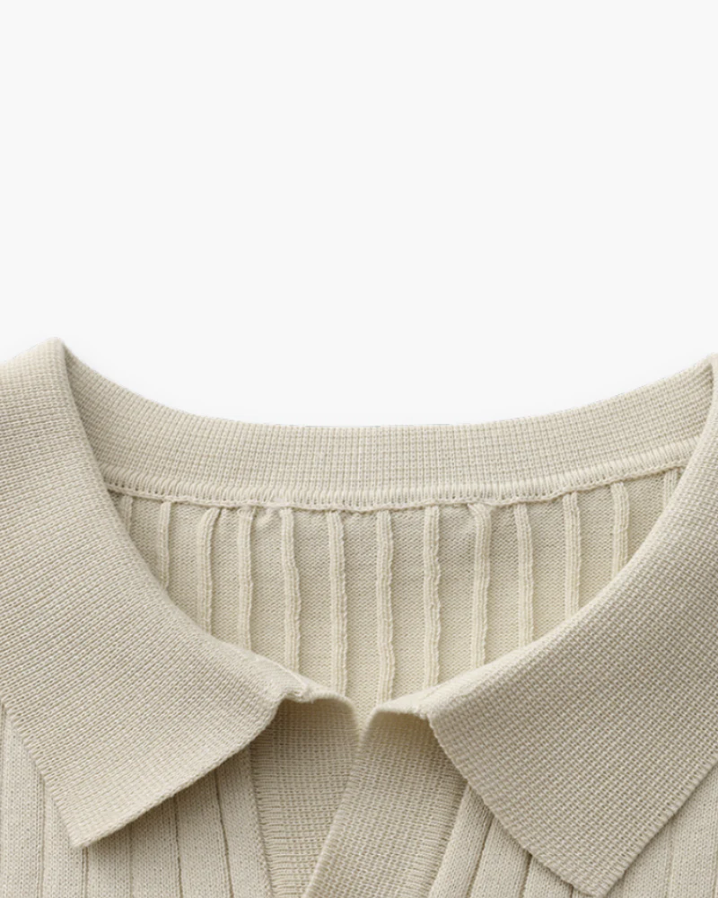 Herren Elegantes Geripptes Poloshirt | Klassisch - Image 4