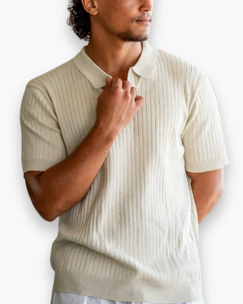 Herren Elegantes Geripptes Poloshirt | Klassisch - Image 5