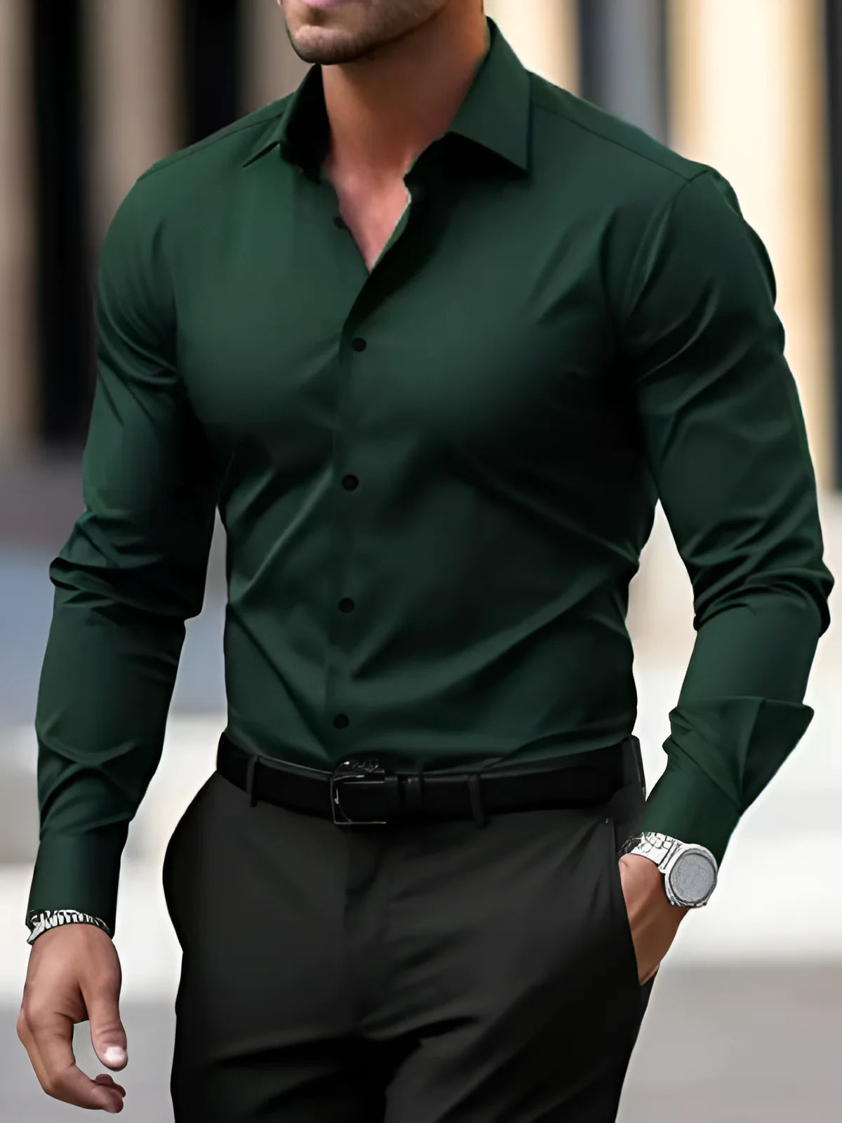 Herren elegantes Langarmhemd | Langarm - Image 2