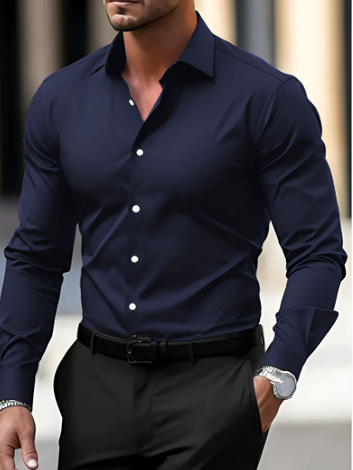 Herren elegantes Langarmhemd | Langarm - Image 4