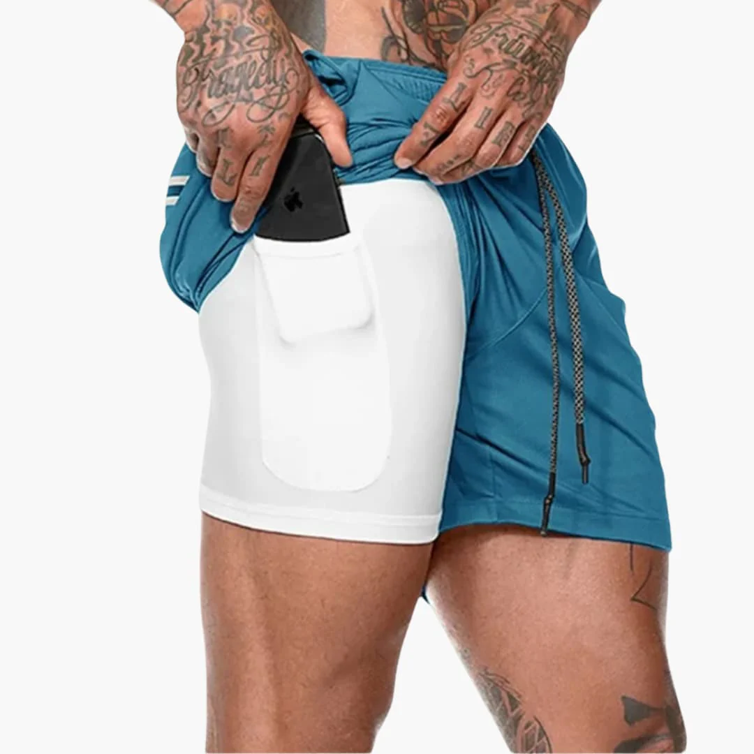 Herren Fitness Shorts mit Innentasche und Kompressionsebene - Image 11