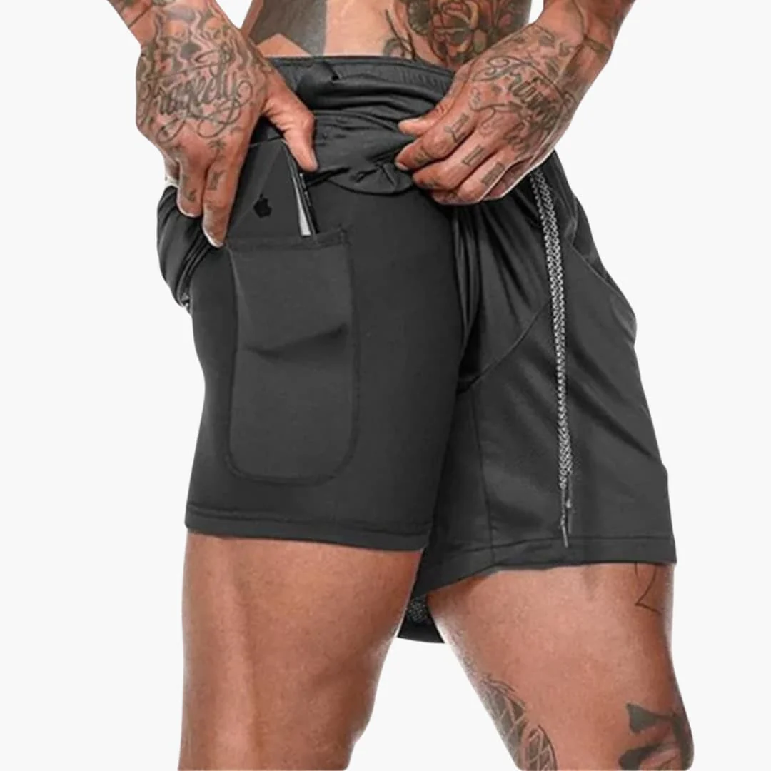 Herren Fitness Shorts mit Innentasche und Kompressionsebene - Image 13