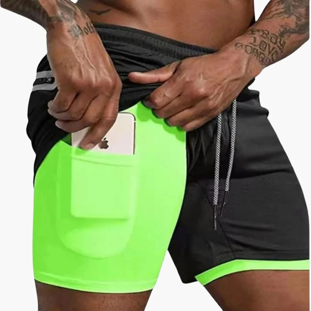 Herren Fitness Shorts mit Innentasche und Kompressionsebene - Image 2