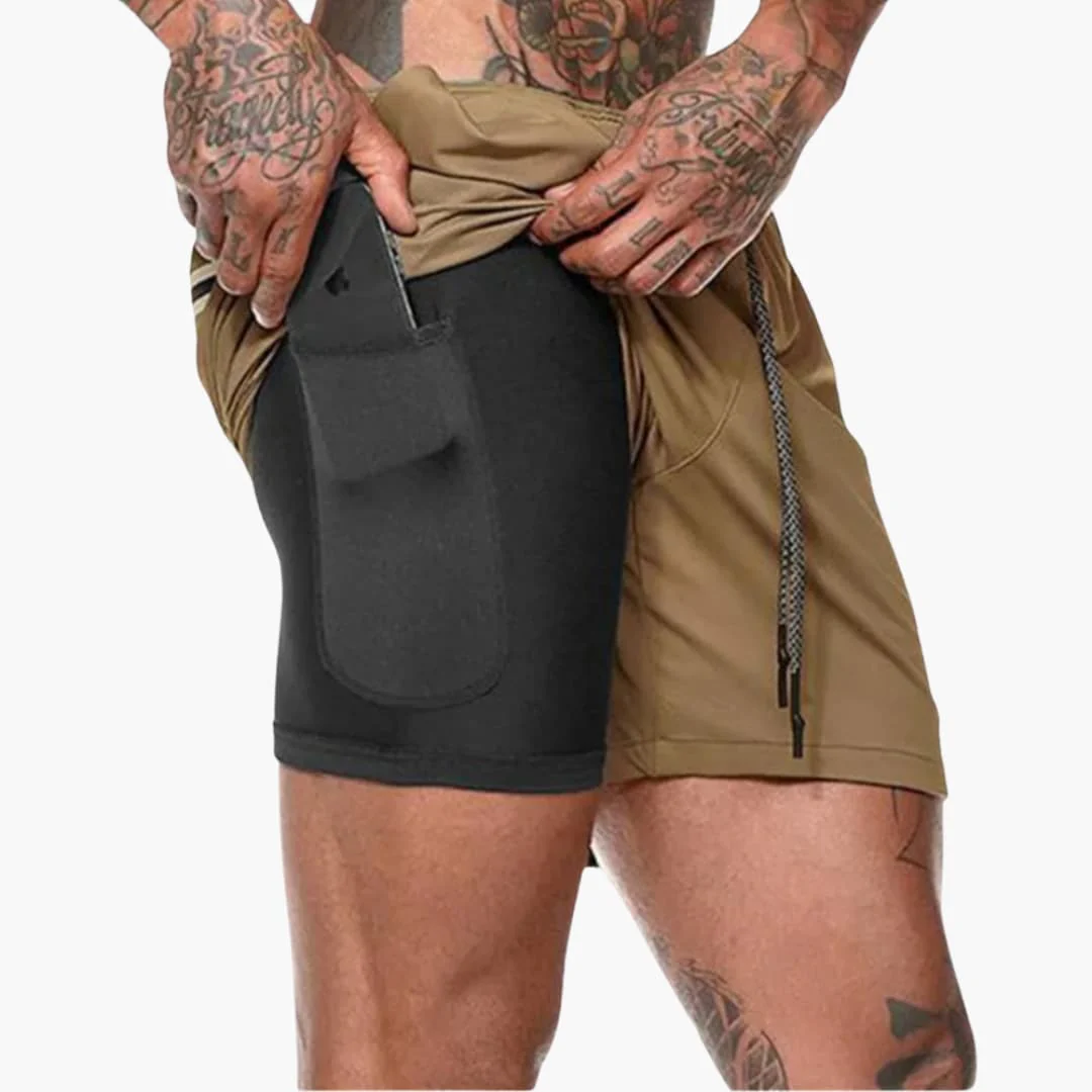 Herren Fitness Shorts mit Innentasche und Kompressionsebene - Image 5
