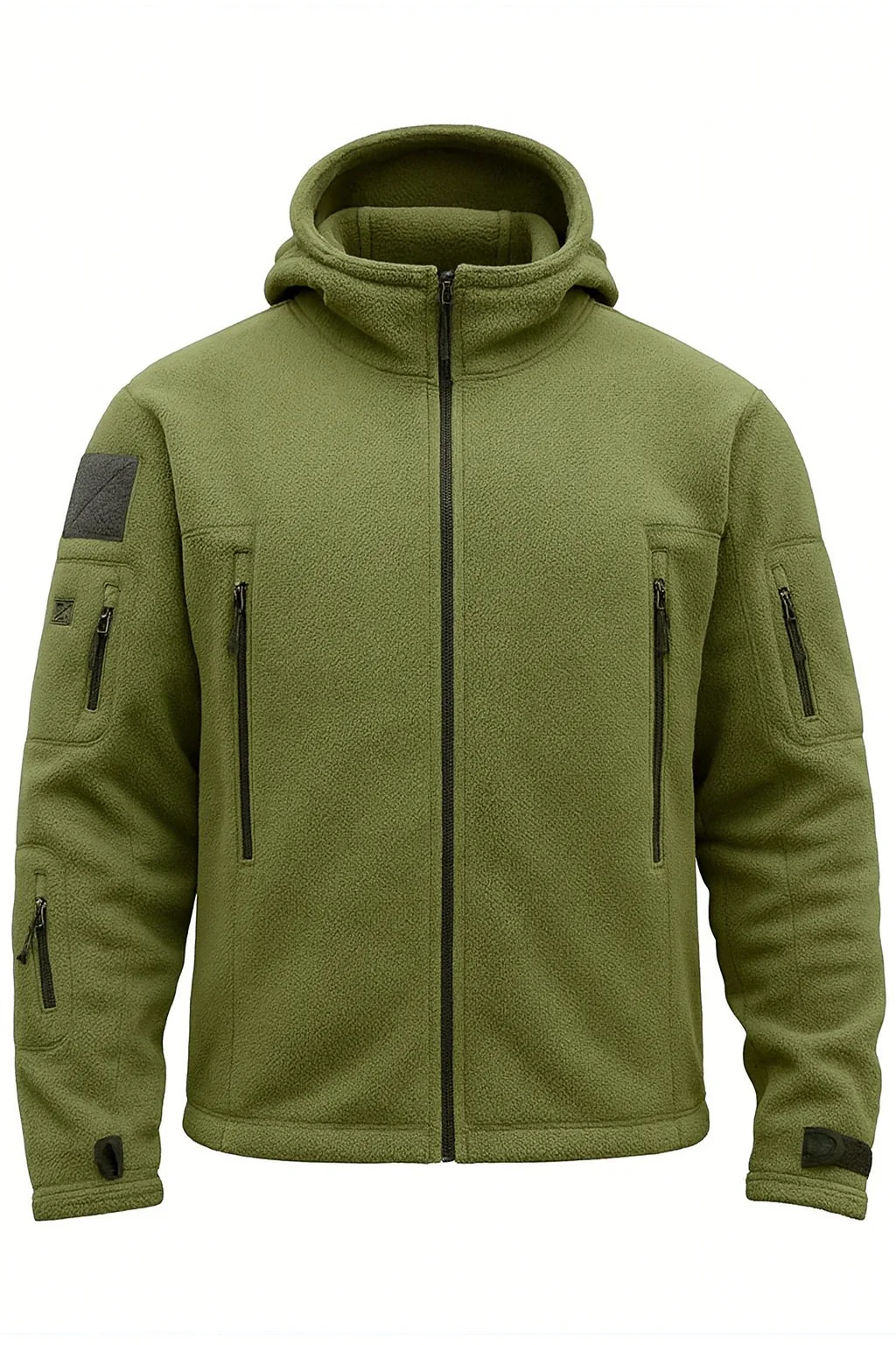 Herren Fleecejacke mit Kapuze, Mehreren Reißverschlusstaschen und Durchgehendem Frontverschluss - Image 6