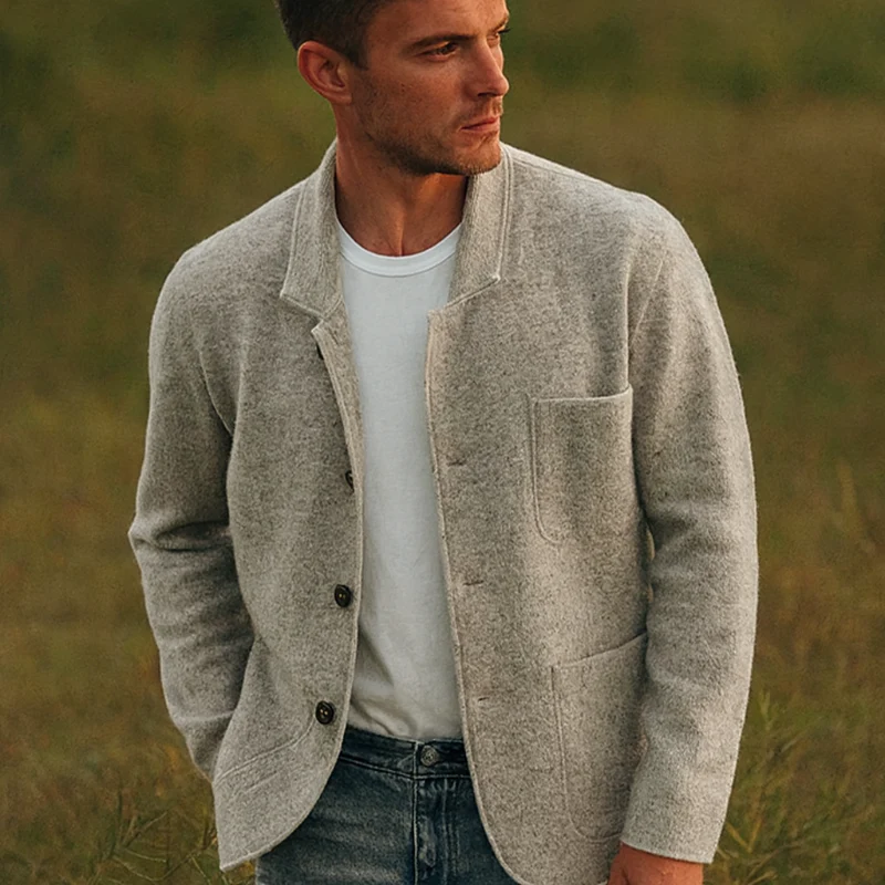 Herren Freizeitblazer mit Frontknöpfen und Aufgesetzten Taschen - Image 3