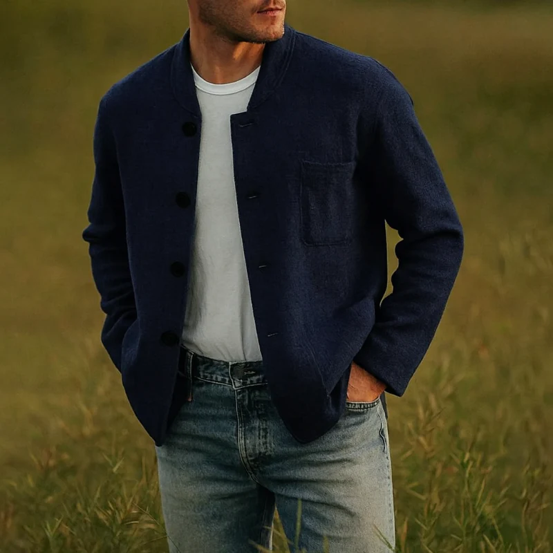 Herren Freizeitblazer mit Frontknöpfen und Aufgesetzten Taschen - Image 5