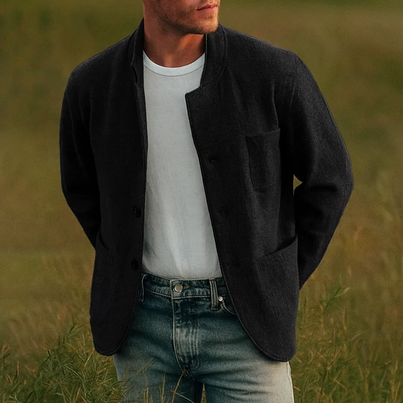 Herren Freizeitblazer mit Frontknöpfen und Aufgesetzten Taschen - Image 6