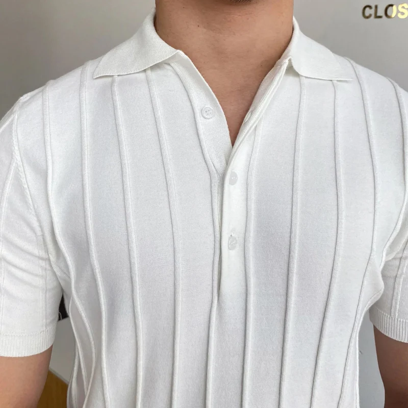 Herren gestreiftes Poloshirt | Kurzarm - Image 2