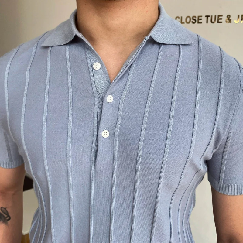 Herren gestreiftes Poloshirt | Kurzarm - Image 3