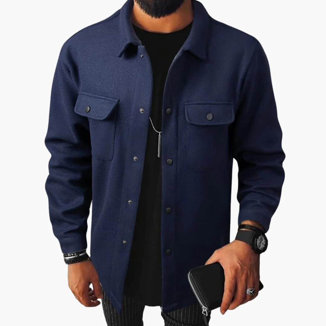 Herren hemd mit Knopfleiste Brusttaschen und langen Ärmeln - Image 4