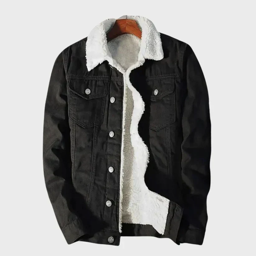 Herren Jeansjacke mit Knopfverschluss und Fleecefutter - Image 2