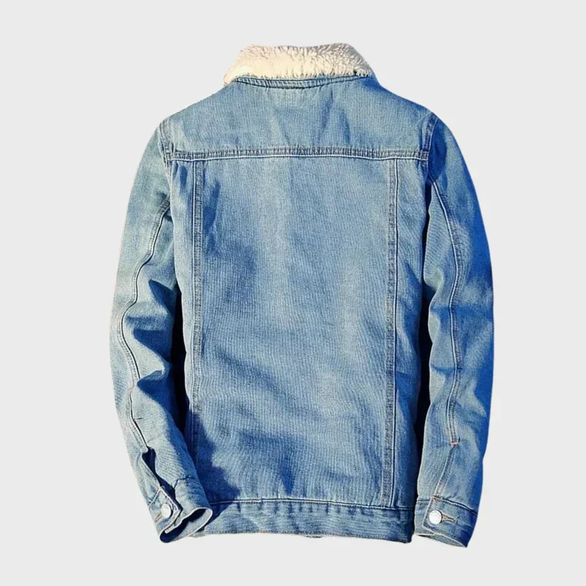 Herren Jeansjacke mit Knopfverschluss und Fleecefutter - Image 3