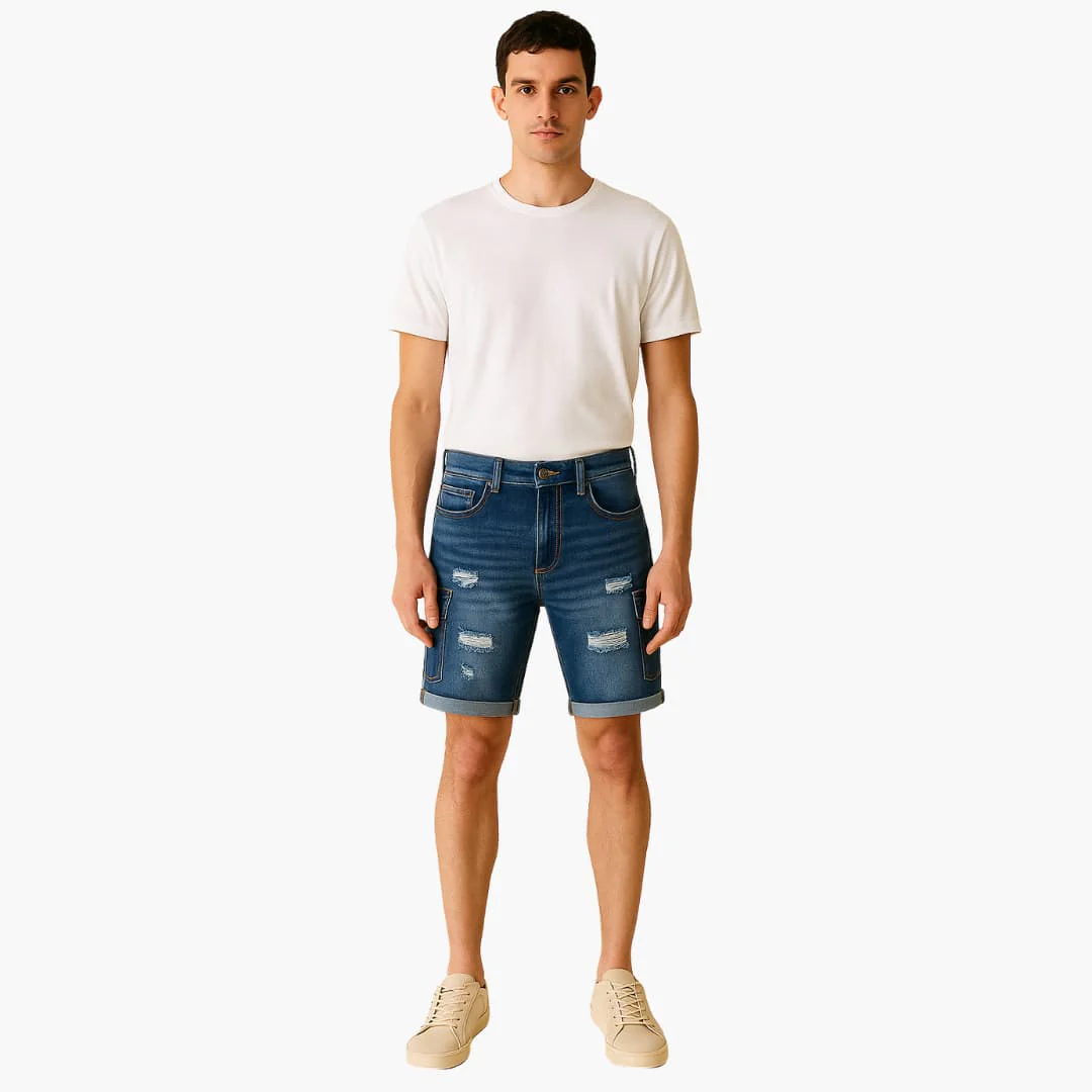 Herren Jeansshorts mit Raw Saum und Slim Fit Passform - Image 4
