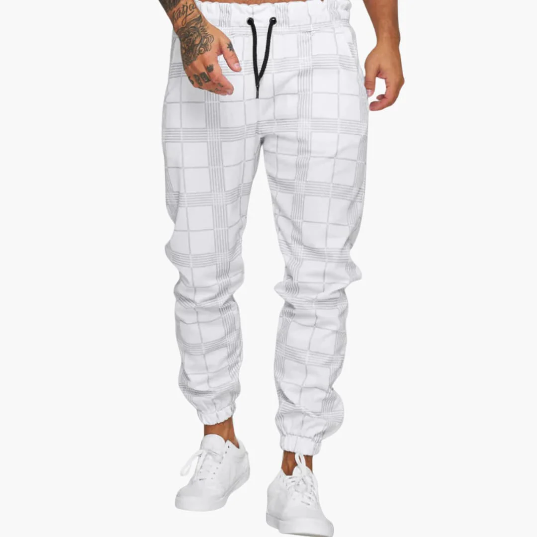 Herren Jogginghose mit Karomuster und Bündchen aus Fleece - Image 2