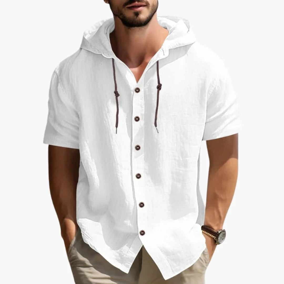 Herren Kapuzen Sommerhemd mit kurzen Ärmeln und Knopfleiste - Image 5