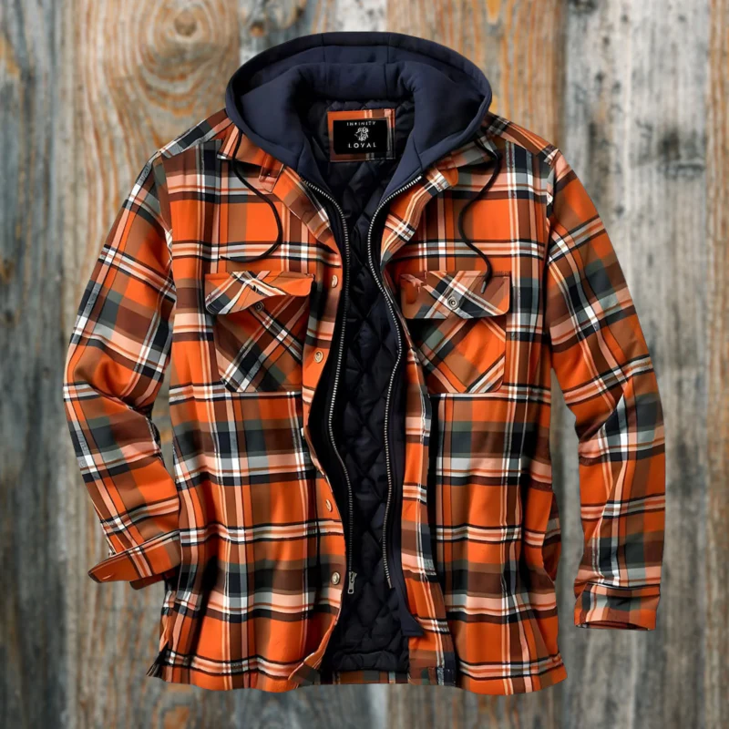 Herren kariert Kapuzenjacke | Winter - Image 2