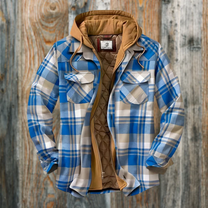 Herren kariert Kapuzenjacke | Winter - Image 4