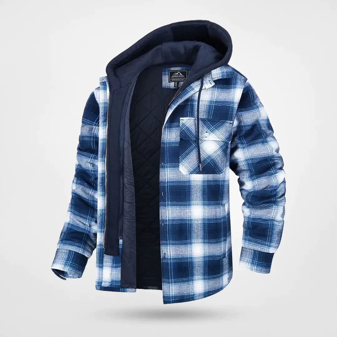 Herren Kariertes Muster Jacke mit Kapuze | Warme - Image 2