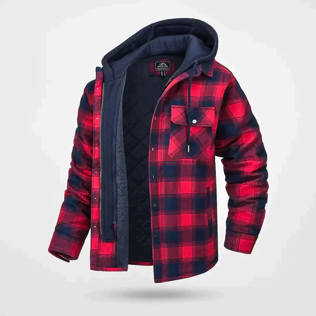 Herren Kariertes Muster Jacke mit Kapuze | Warme - Image 3