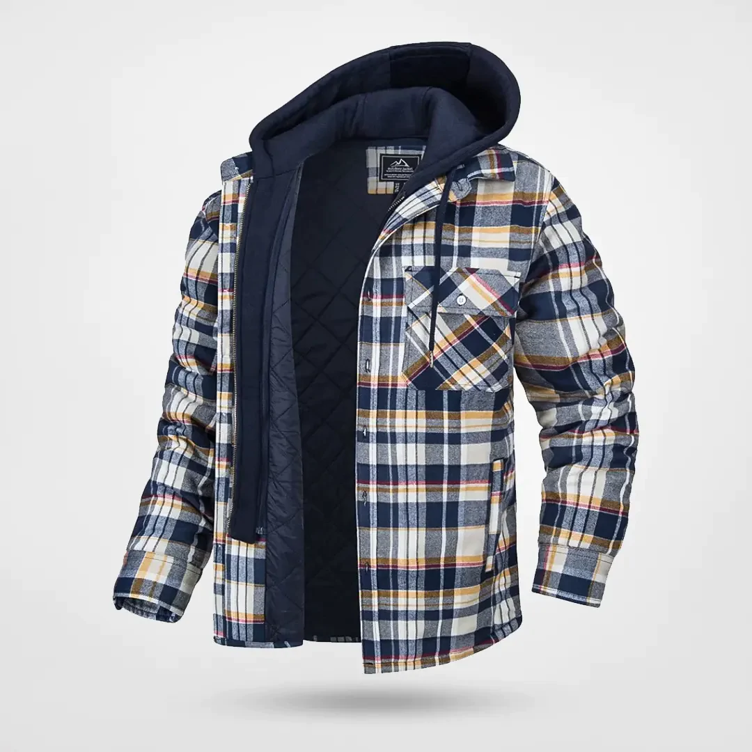 Herren Kariertes Muster Jacke mit Kapuze | Warme - Image 4