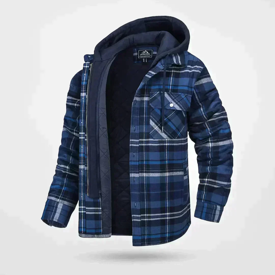 Herren Kariertes Muster Jacke mit Kapuze | Warme - Image 5
