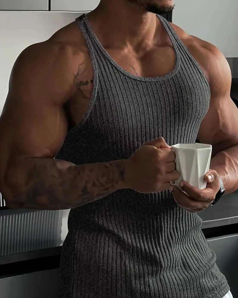 Herren klassisches geripptes Tanktop | Sport - Image 2