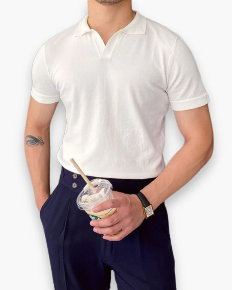 Herren Klassisches Polo Shirt | V-Kragen Poloshirt - Image 3