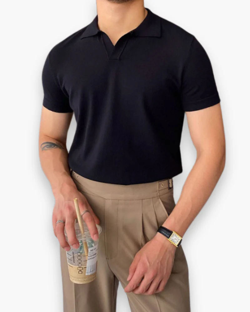 Herren Klassisches Polo Shirt | V-Kragen Poloshirt - Image 4