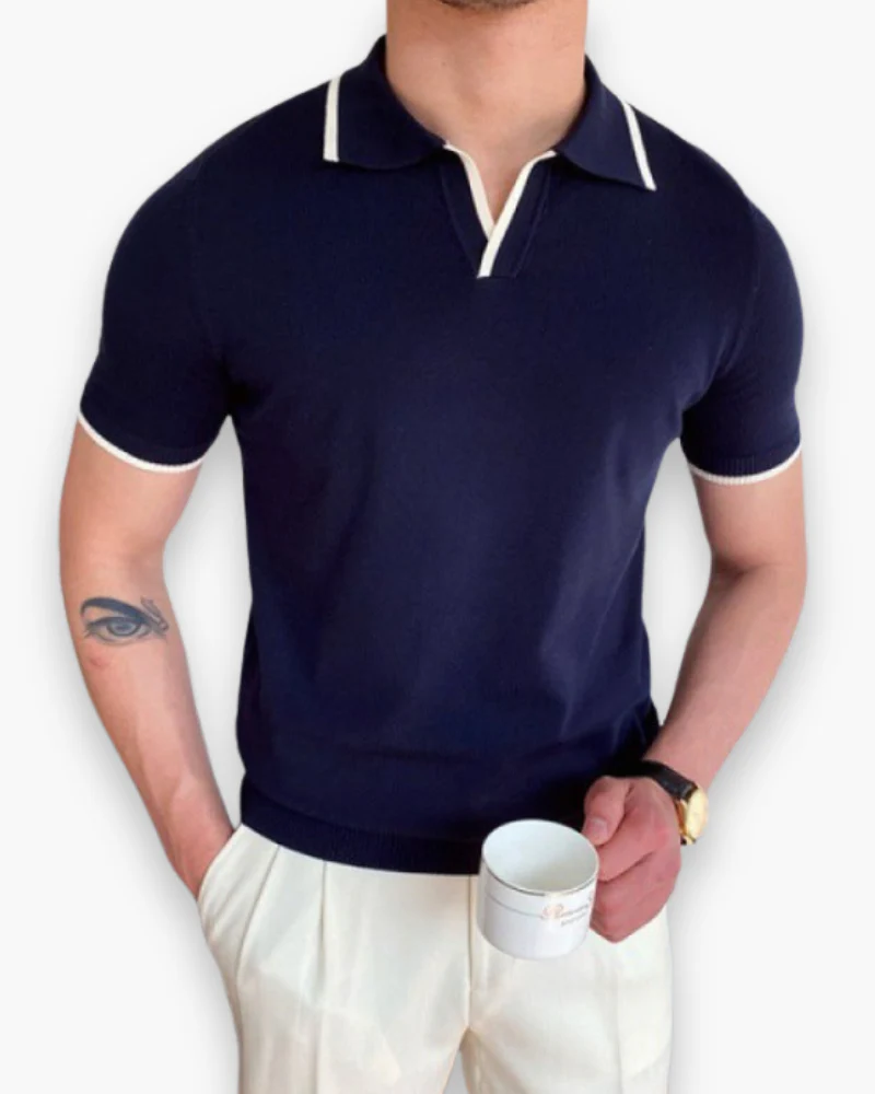 Herren Klassisches Polo Shirt | V-Kragen Poloshirt - Image 5
