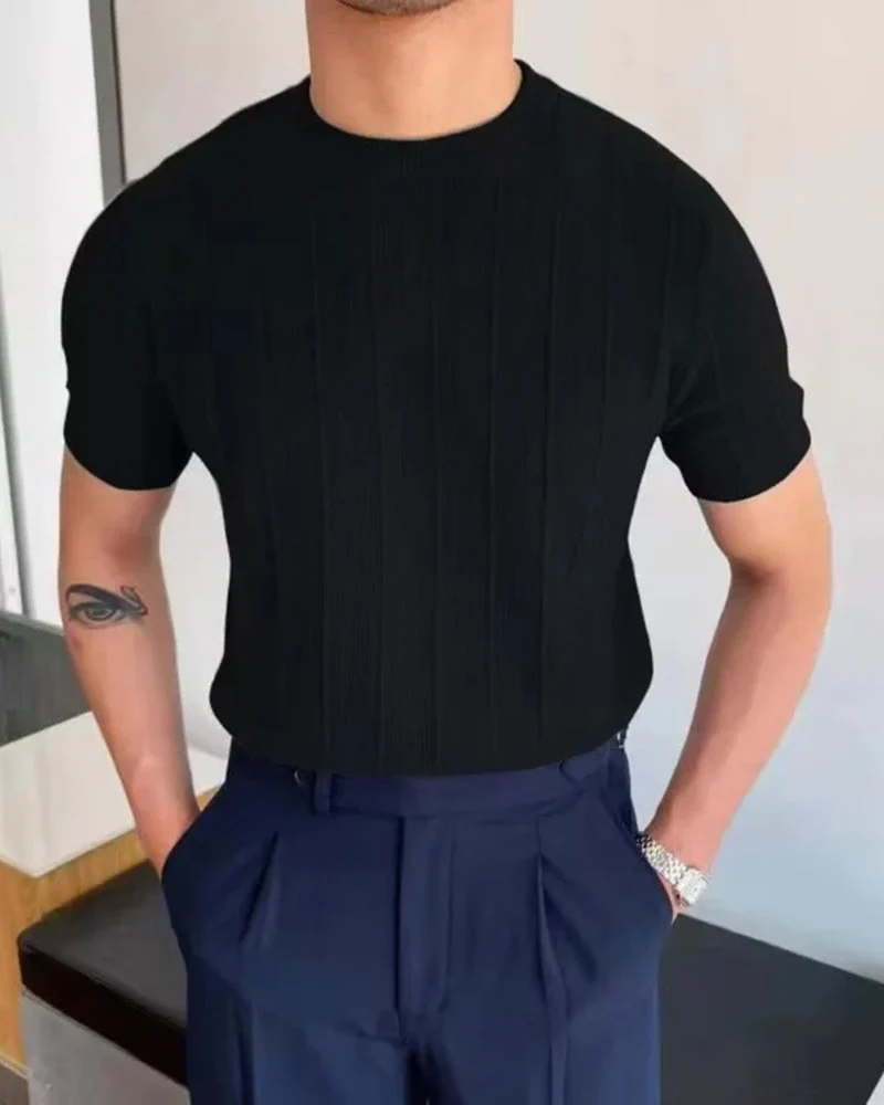 Herren Lässig Gerippt T-Shirt | Atmungsaktiv - Image 3