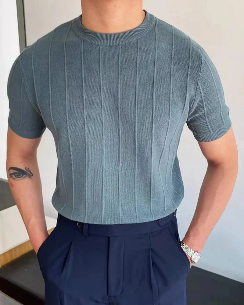 Herren Lässig Gerippt T-Shirt | Atmungsaktiv - Image 4