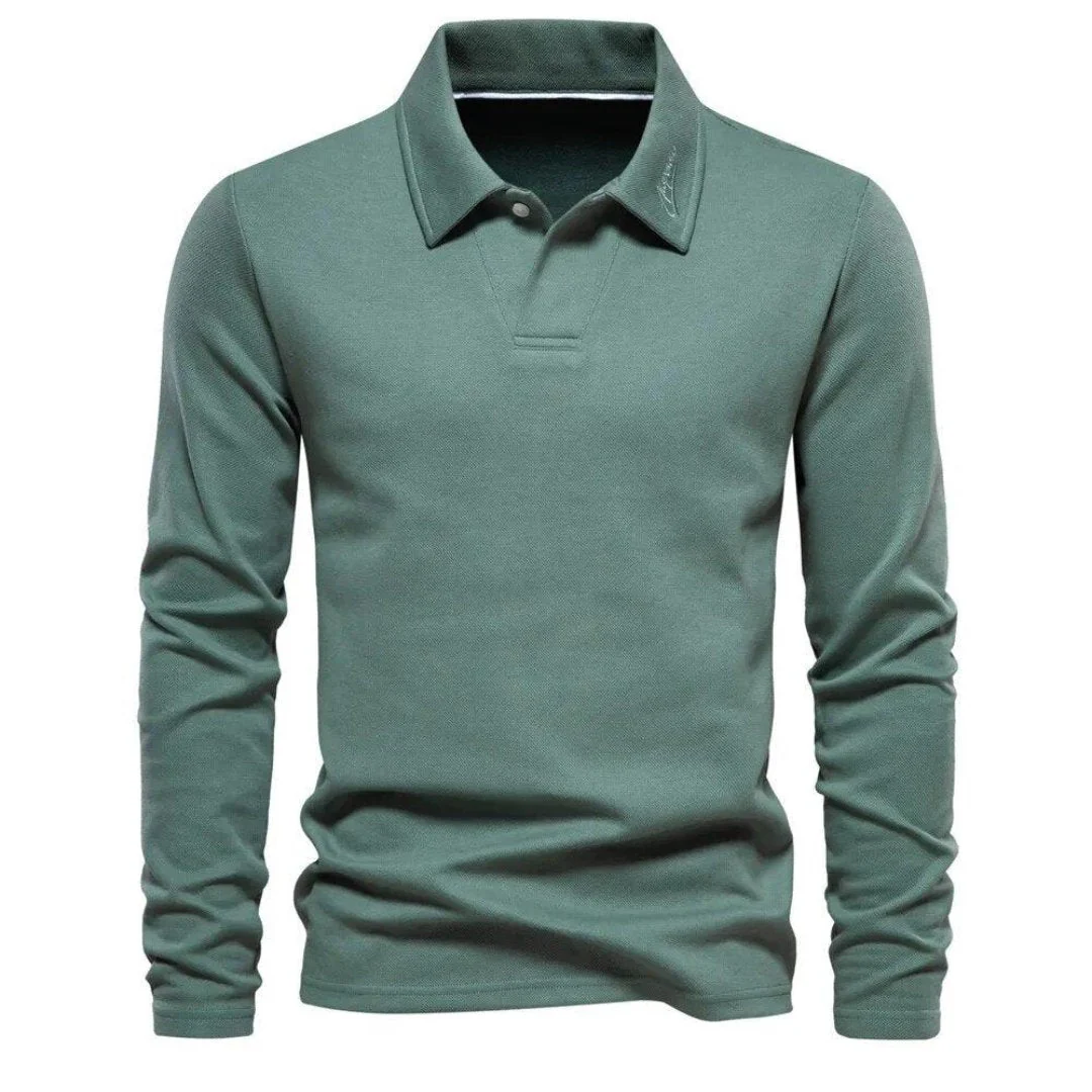 Herren Lässiger Polo | Langarm - Image 2