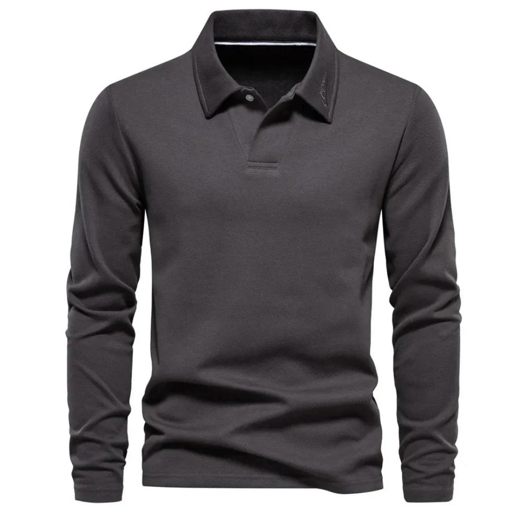 Herren Lässiger Polo | Langarm - Image 3