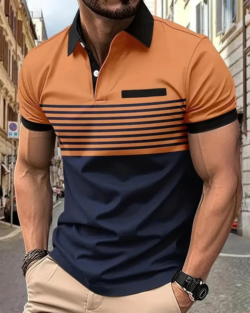 Herren lässiges gestreiftes Poloshirt | Kurzarm - Image 3