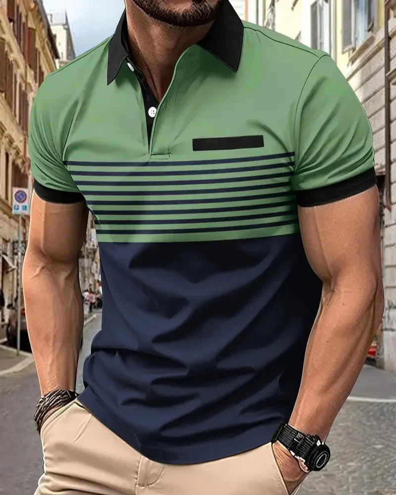 Herren lässiges gestreiftes Poloshirt | Kurzarm - Image 5