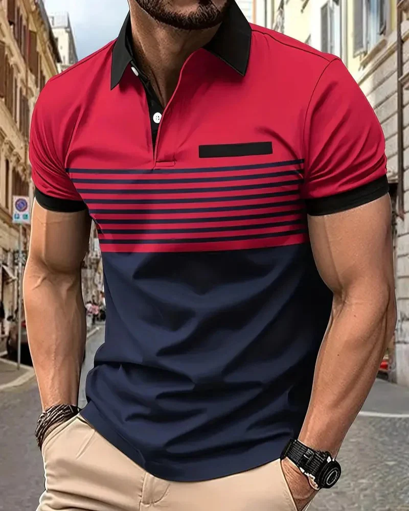 Herren lässiges gestreiftes Poloshirt | Kurzarm - Image 6