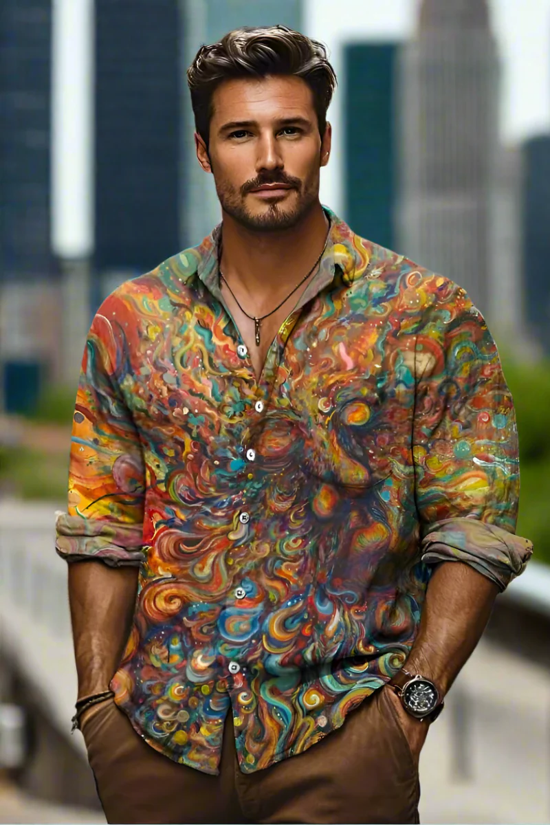 Herren lebendiges Button-Down-Hemd | Langarm - Image 2