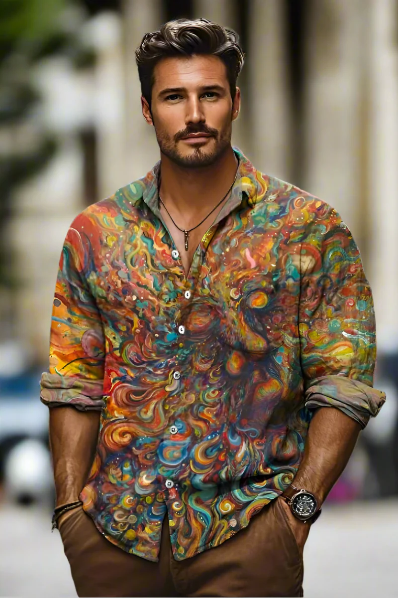 Herren lebendiges Button-Down-Hemd | Langarm - Image 3
