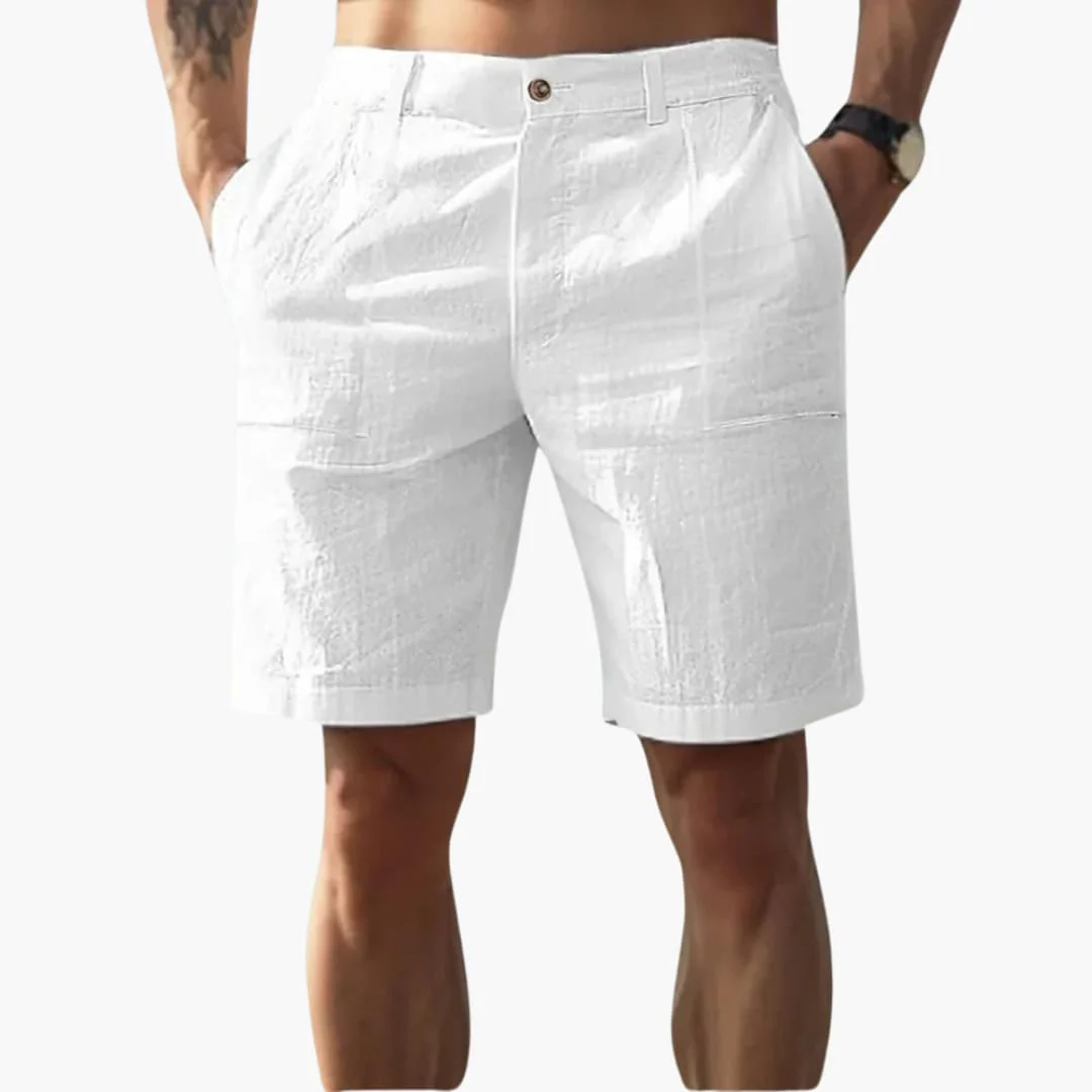 Herren Leinen Shorts mit Reißverschluss und Seitentaschen - Image 3