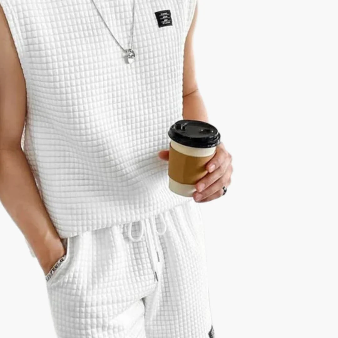Herren Lounge Set mit ärmellosem Top und Waffelstruktur - Image 2