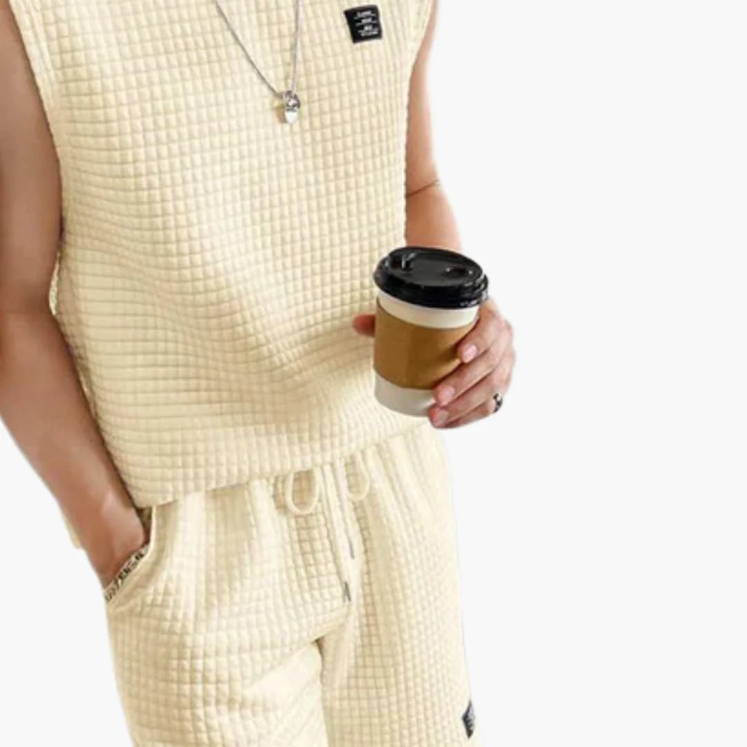 Herren Lounge Set mit ärmellosem Top und Waffelstruktur - Image 3