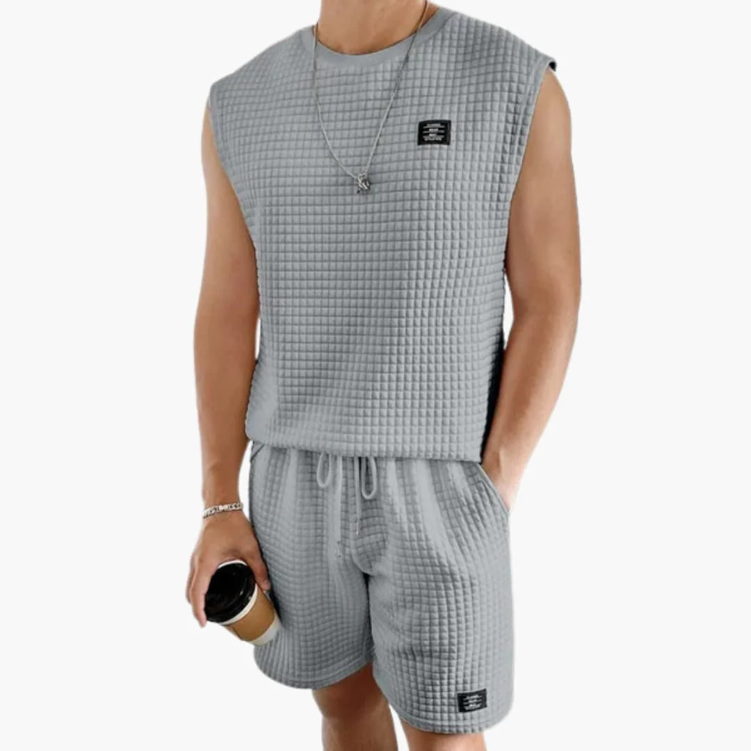 Herren Lounge Set mit ärmellosem Top und Waffelstruktur - Image 4
