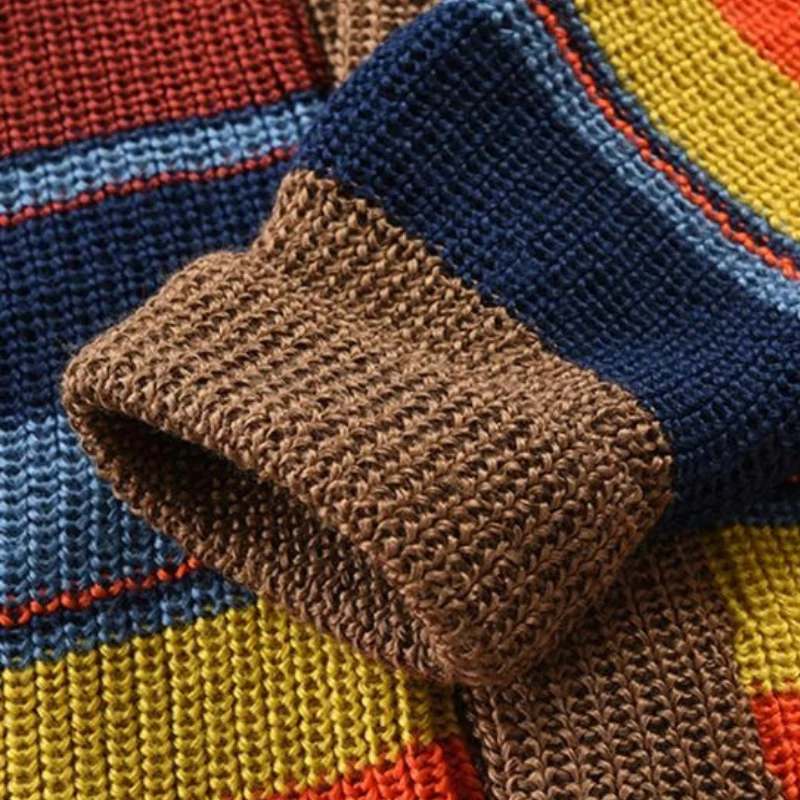Herren mehrfarbig gestreift Strickjacke | Gestrickt - Image 3