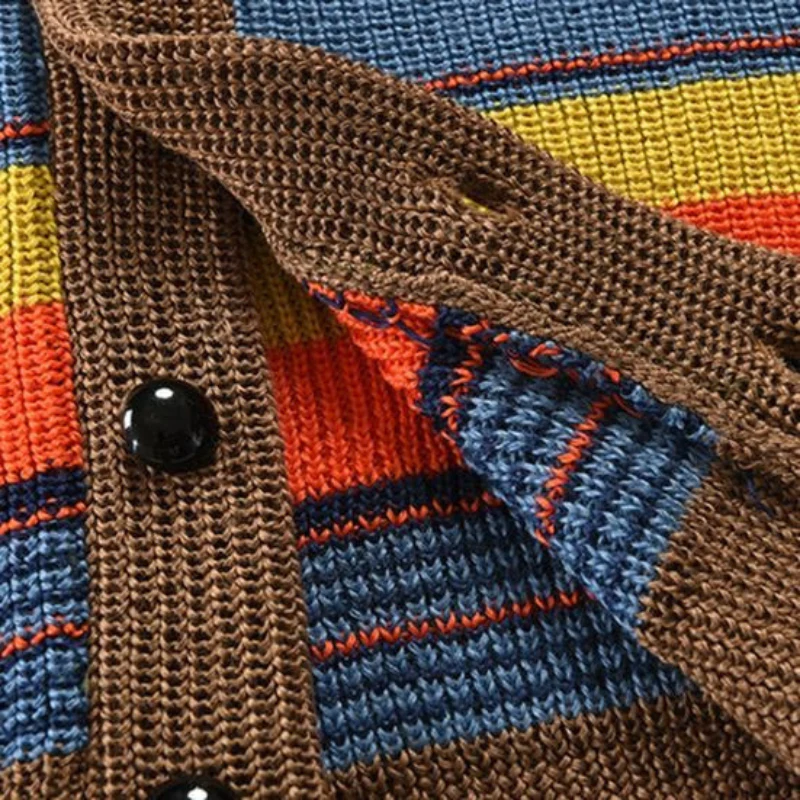 Herren mehrfarbig gestreift Strickjacke | Gestrickt - Image 4