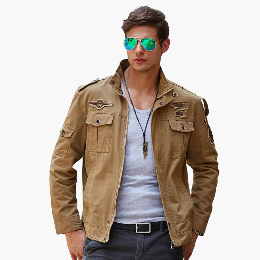 Herren Militärjacke mit Reißverschluss und Pattentaschen - Image 2