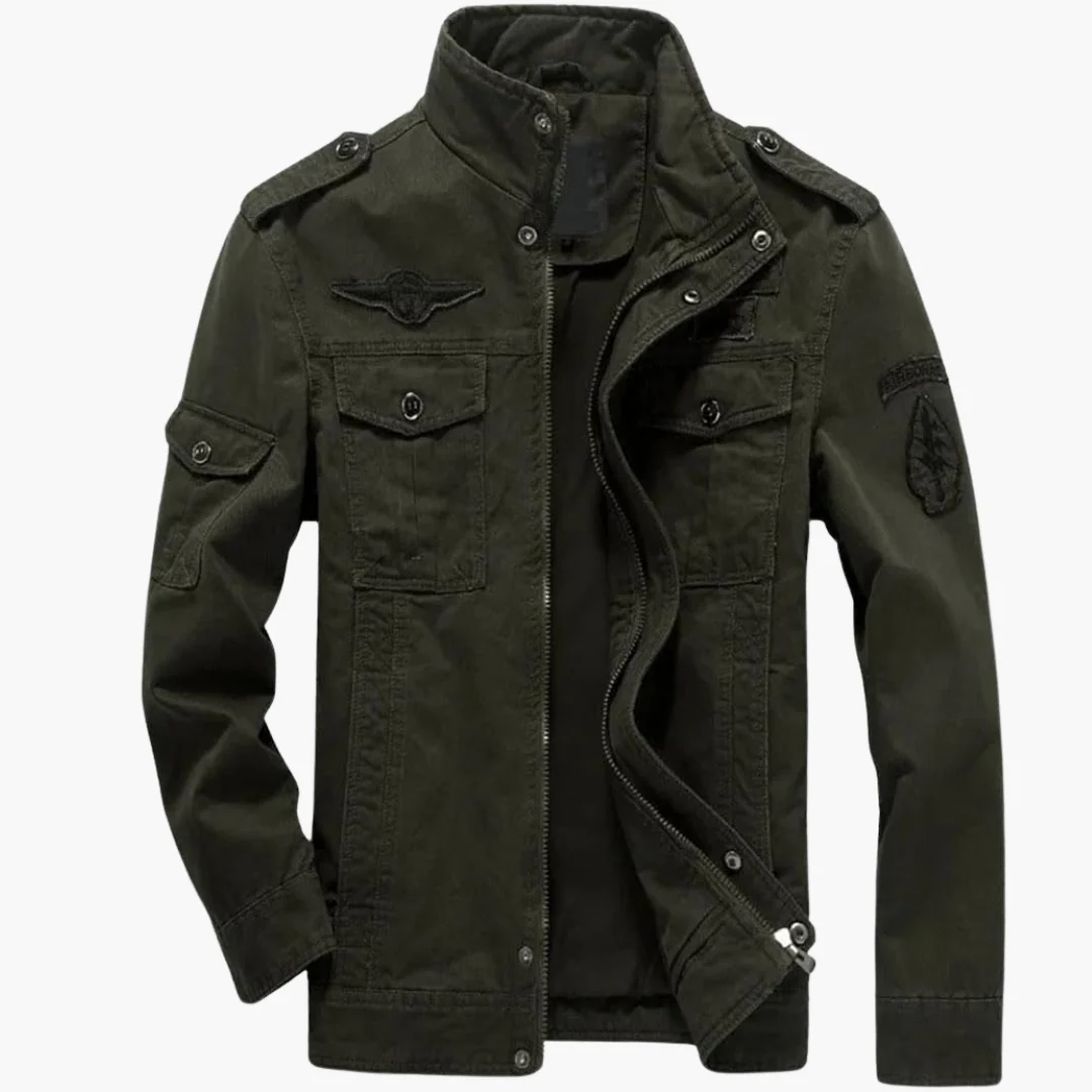 Herren Militärjacke mit Reißverschluss und Pattentaschen - Image 3