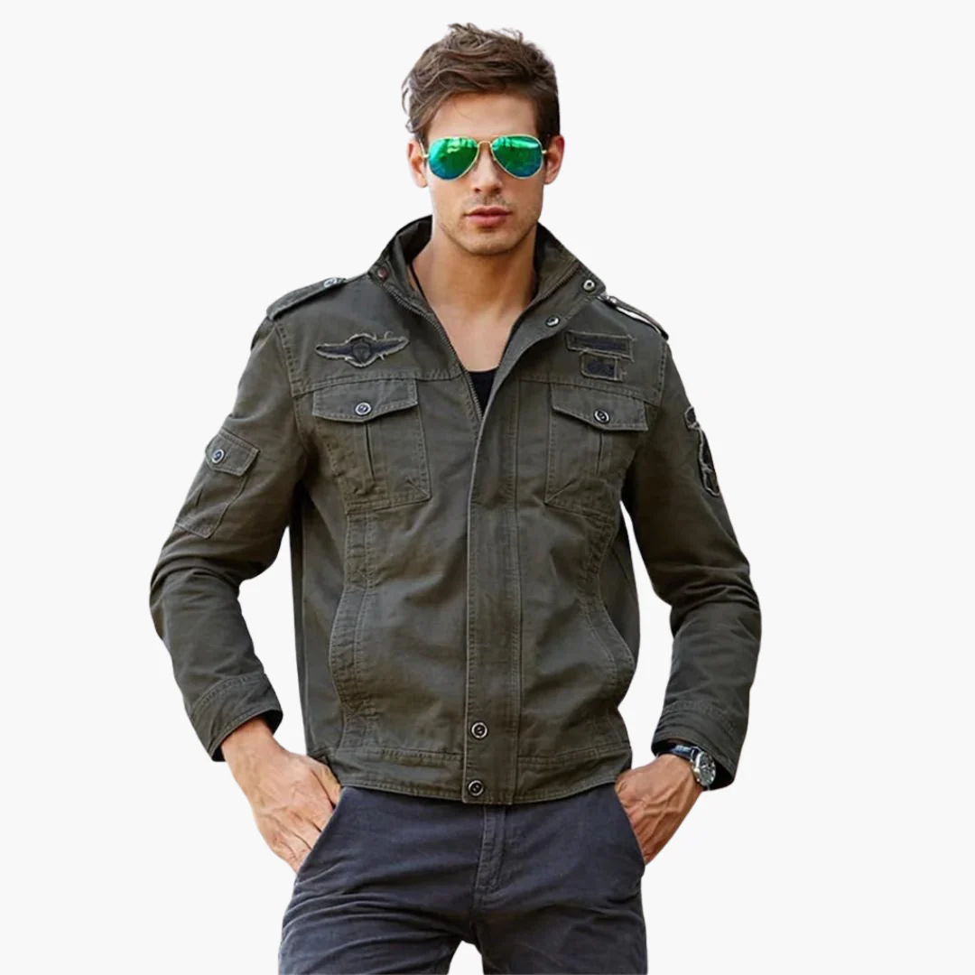 Herren Militärjacke mit Reißverschluss und Pattentaschen - Image 5